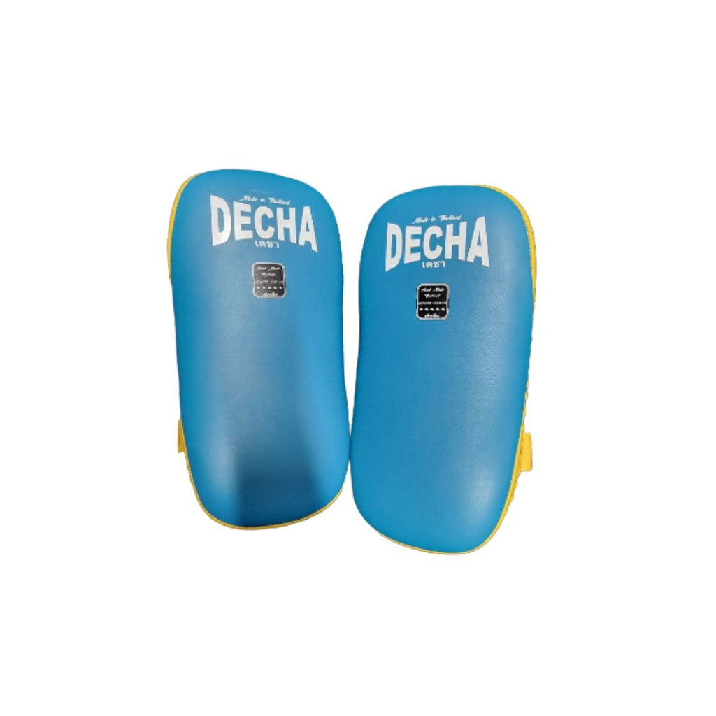 Decha Leather Forearm Pads Blue and Yellow 5.jpg