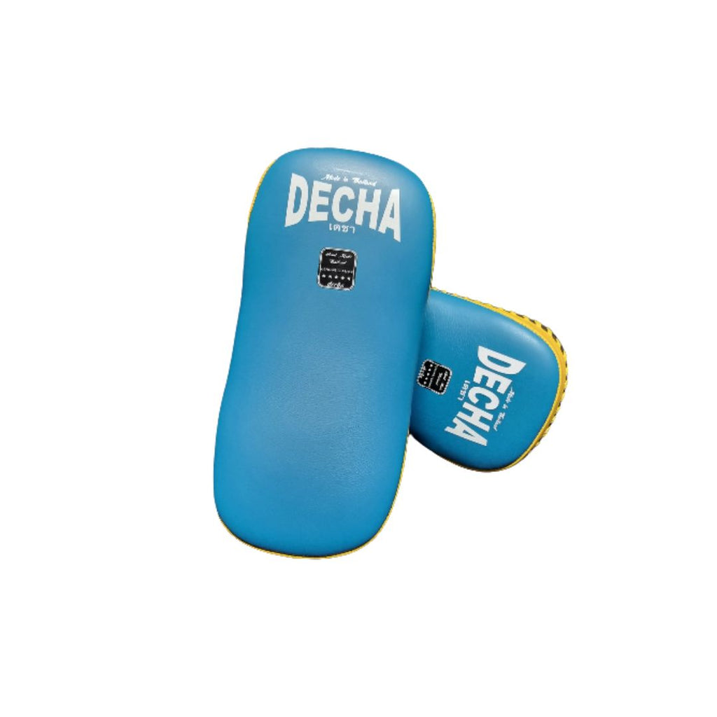 Decha Leather Forearm Pads Blue and Yellow 3.jpg