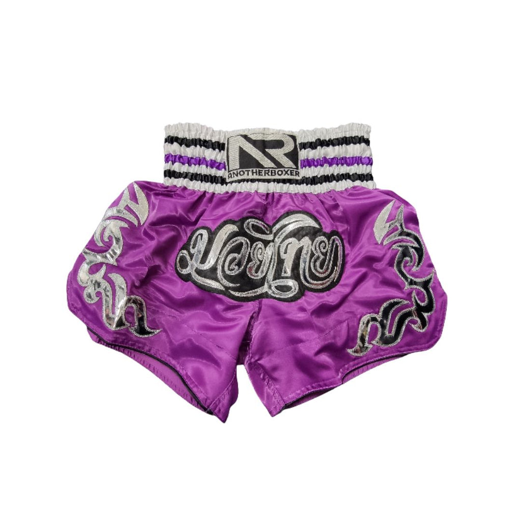 Another Boxer Muay Thai Script Shorts Purple.jpg