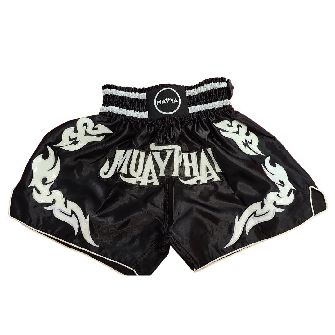 Mavya Muay Thai Shorts Front Black.jpg